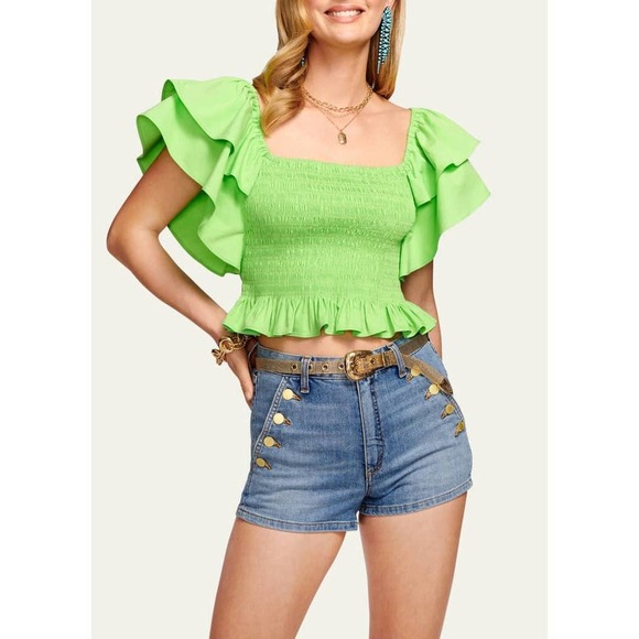 Ramy Brook Yolanda Blouse in Green Size S - Picture 1 of 11